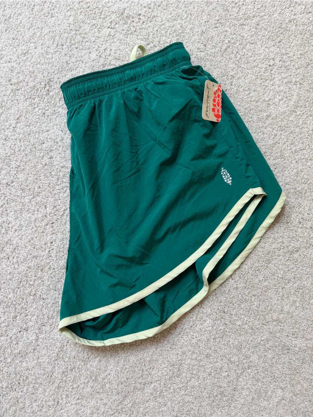 FP Movement by Free People Teal Athletic Shorts with Cream Trim - Picture 4 of 4